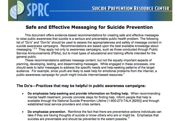 Suicide Messaging Guidelines
