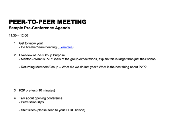 Sample Pre-Conference Meeting Agenda