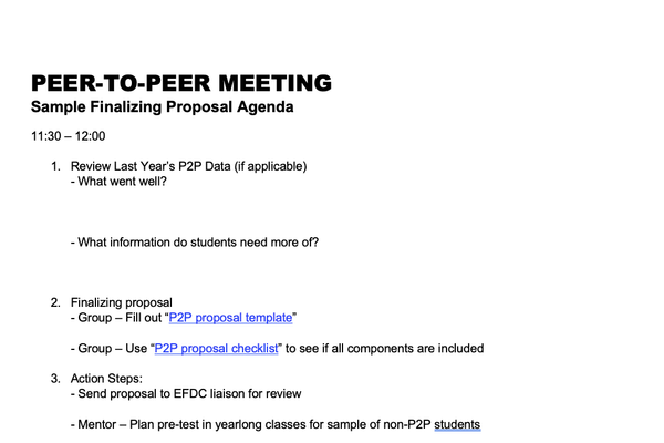 Sample Finalizing Proposal Meeting Agenda