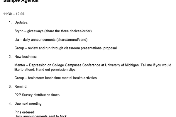 Sample Meeting Agenda