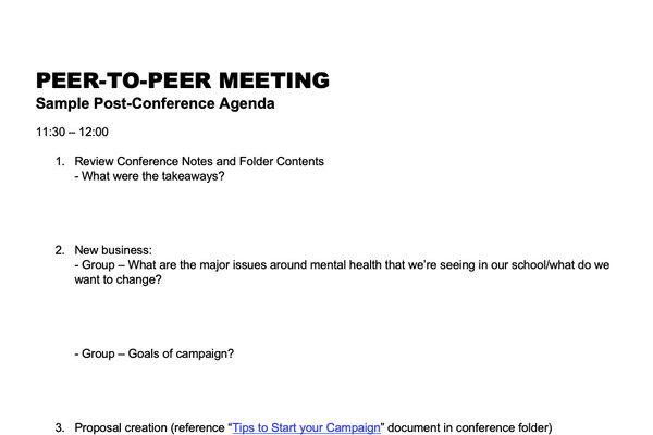 Sample Post-Conference Meeting Agenda