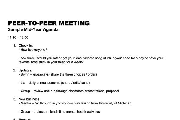 Sample Mid-Year Meeting Agenda